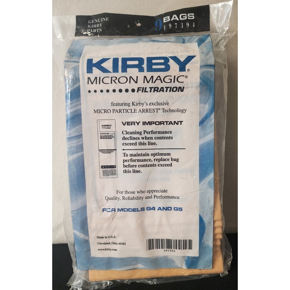 Genuine Kirby Micron Magic Filtration Bags (9) #197394 For G4 and G5 NIP